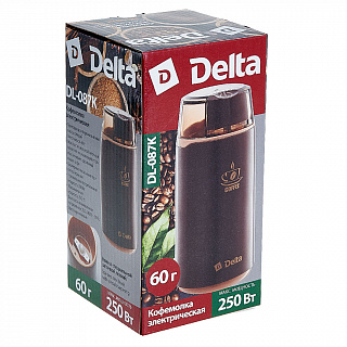 Кофемолка электрическая 250 Вт, 60 г DELTA DL-087К коричневая