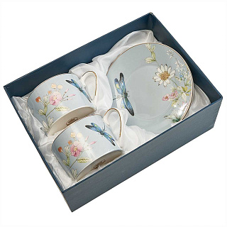 Чайный набор 4 предмета МЛ103P/2 "Стрекоза", голубой, в подарочной коробке