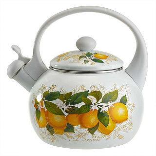 Чайник 2,5 л эмалированный со свистком EM-1319 "Лимоны"
