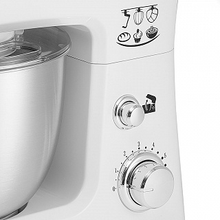 Миксер 1000 Вт с чашей 3,5 л планетарный многофункциональный DELTA LUX DE-7900P белый с серым