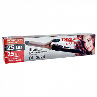 Щипцы для завивки волос 25 Вт, 25 мм DELTA LUX DL-0626 коричневые с черным