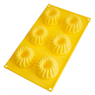 Форма для выпечки 6-ти кексов 28,5×17×3 см AK-6074S цвет желтый