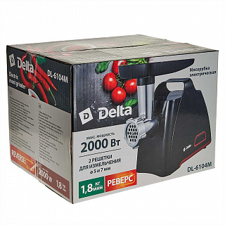 Мясорубка электрическая 2000 Вт DELTA DL-6104M черная с красным