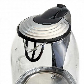 Чайник электрический 2200 Вт, 1,7 л DELTA LUX DE-1002 черный, функция установки температур с LED-индикацией разными цветами, поддержание температуры