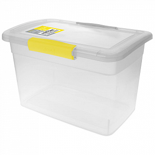 Ящик для хранения Laconic пластиковый прозрачный с защелками 14 л BQ2515ЖТСЕР желтый/серый