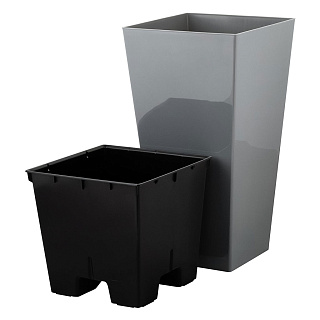 Горшок для цветов InGreen London CUBE 250х250х470 мм, 19,4 л, c дренажной вставкой IG780310026 вулканический серый