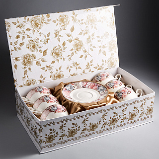 Набор чайный 12 предметов МА025P/6 "Пудровый шлейф" в подарочной коробке