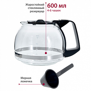 Кофеварка 600 Вт, 600 мл DELTA LUX DL-8161 черная