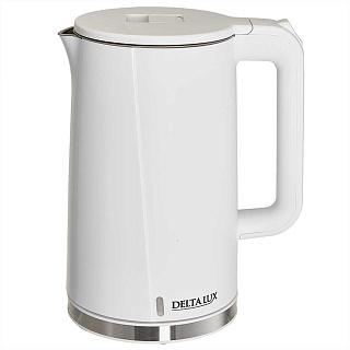 Чайник электрический 2200 Вт, 1,8 л DELTA LUX DE-1011, двойной корпус, белый