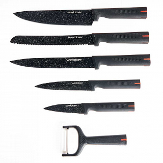 Набор ножей 6 предметов (нержавеющая сталь + антибактериальное покрытие) WEBBER BE-2262N