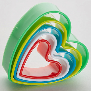 Набор пластиковых форм для печенья "Сердечки" 5 размеров BE-4302P/5
