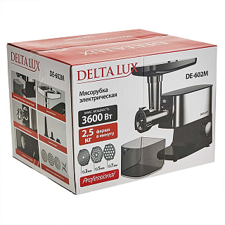 Мясорубка электрическая 3600 Вт DELTA LUX DE-602M черная