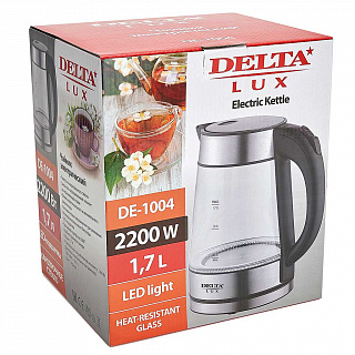 Чайник электрический 2200 Вт, 1,7 л DELTA LUX DE-1004 черный