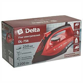 Утюг электрический 2200 Вт DELTA DL-756 черный с красным
