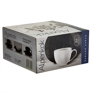 Чайный набор 2 предмета 200 мл AK4-0004 "FLAT WHITE collection" в подарочной коробке