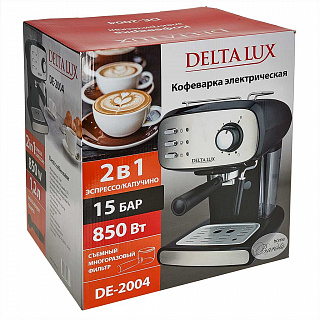 Кофеварка 850 Вт, 1,2 л, 15 бар DELTA LUX DE-2004 черная