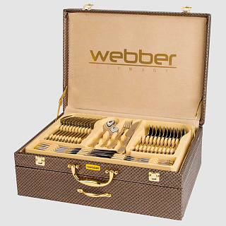 Набор столовых приборов подарочный 72 предмета Webber ВЕ-096GS72 в кейсе