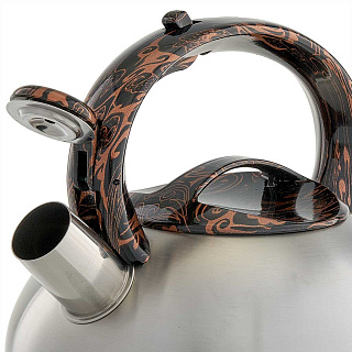Чайник со свистком 2,5 л из нержавеющей стали, индукционное дно, сатин WEBBER BE-0601 черный мрамор