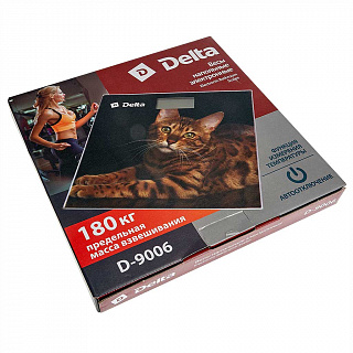 Весы 180 кг 30×30 см электронные напольные DELTA D-9006 "Бенгальский кот"