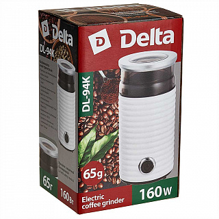 Кофемолка электрическая 160 Вт, 65 г DELTA DL-94К белая