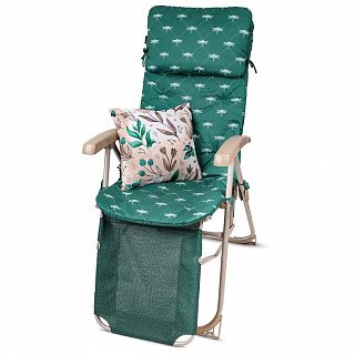 Кресло-шезлонг со съемным матрасом и декоративной подушкой (HHK7/G темно-зеленый)
