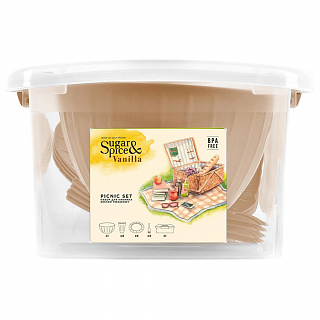 Набор для пикника Sugar&Spice Vanilla на 4 персоны в контейнере (14 предметов) SE181212005 латте