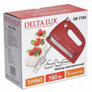 Миксер электрический 700 Вт DELTA LUX DE-7705 красный