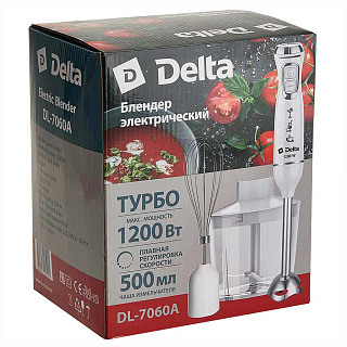 Блендер погружной 1200 Вт DELTA DL-7060A с измельчителем, венчиком, белый