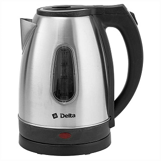 Чайник электрический 1500 Вт, 1,8 л DELTA DL-1114 черный с серым