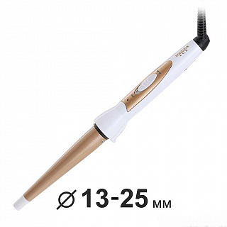 Стайлер для завивки волос (плойка конусная) 25 Вт, 13-25 мм DELTA LUX DL-0628 белый с золотом