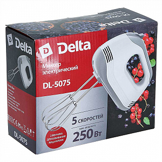 Миксер электрический 250 Вт DELTA DL-5075 белый с серым