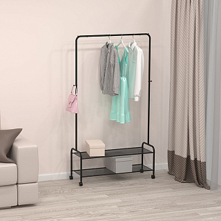 Вешалка гардеробная "Валенсия 32М" с двумя полками, на колёсах (VALENCIA 32M clothes rack) ВГВ32М ГР графит