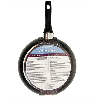 Сковорода 28 см алюминиевая с индукционным дном и антипригарным покрытием "BLACK MARBLE" Alpenkok AK-0119A/28N