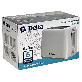 Тостер 650 Вт DELTA DL-6901 белый