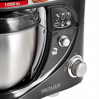 Миксер 1000 Вт с чашей 4 л планетарный многофункциональный DELTA LUX DL-5070Р черный