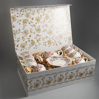 Набор чайный 15 предметов МА025P/15 "Пудровый шлейф" в подарочной коробке