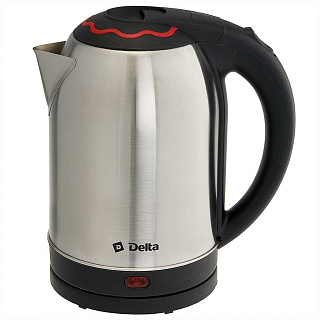 Чайник электрический 1500 Вт, 2 л DELTA DL-1330 c красной вставкой