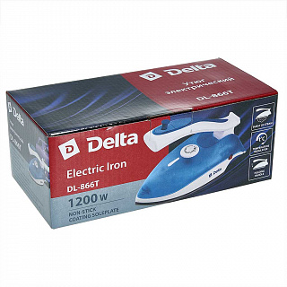 Утюг электрический 1200 Вт дорожный со складной ручкой DELTA DL-866Т голубой