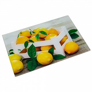Доска разделочная 20×30 см стеклянная AK-9023 "Лимоны"