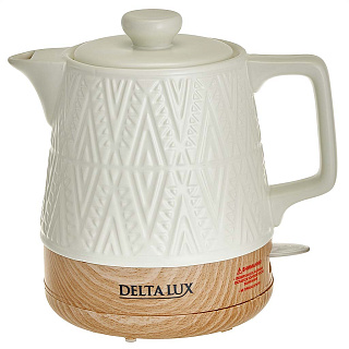 Чайник электрический 1200 Вт, 1 л, корпус из фарфора DELTA LUX DE-1020 белый