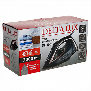 Утюг электрический 2000 Вт DELTA LUX DE-3001 черный с бронзовым