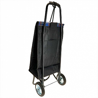 Тележка багажная ручная 50 кг DT-23 с металлическими колесами, черная с синим