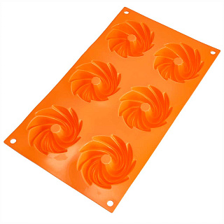 Форма для выпечки 6-ти кексов 28,5×17×3 см AK-6073S цвет оранжевый