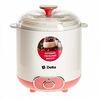 Йогуртница электрическая 20 Вт, 1,5 л DELTA DL-8401 белая с розовым