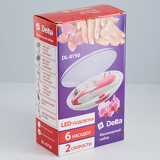 Маникюрный набор 6 насадок DELTA DL-0750 белый с розовым