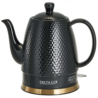 Чайник электрический 1500 Вт, 1,5 л, корпус из фарфора DELTA LUX DE-1021 черный