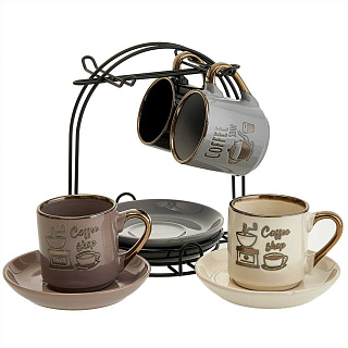Кофейный набор 8 предметов "Coffee House" Ф11-020К/8 на металлической подставке