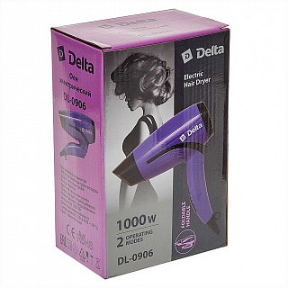 Фен 1000 Вт DELTA DL-0906 фиолетовый