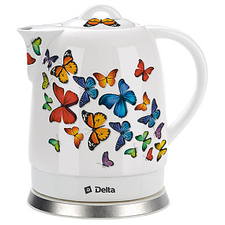 Чайник электрический 1500 Вт 1,7 л DELTA DL-1233А "Бабочки"