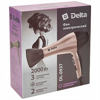 Фен 2200 Вт DELTA DL-0937 черный с бежевым